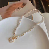 Pearl Love Pendant Necklace Clavicle Chain
