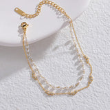 Pearl Pentagon Double-Layer Stainless Steel Bracelet