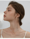 Pearl Sterling Silver Drop Earrings for Women Wedding Gift