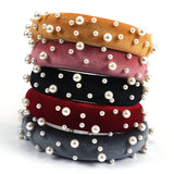 Pearl Thick Velvet Headbands Vintage Head Band Lady Wide Soft Hairbands