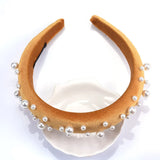 Pearl Thick Velvet Headbands Vintage Head Band Lady Wide Soft Hairbands