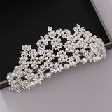 Silver Rose Rhinestone Diadem Wedding Hair Accessories