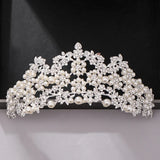 Silver Rose Rhinestone Diadem Wedding Hair Accessories