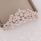 Silver Rose Rhinestone Diadem Wedding Hair Accessories