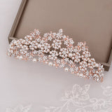 Silver Rose Rhinestone Diadem Wedding Hair Accessories