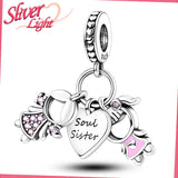 Pink Pendant Charm Bead 925 Sterling Silver Bracelet Necklace Gift
