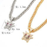 CZ Copper Necklace Hip Hop Smiley Necklace Iced Out Chain Mens Gift