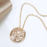 Golden Hollow Tree Zircon Pendant Necklace for Women Wedding Party