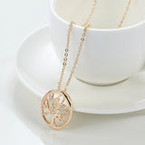 Golden Hollow Tree Zircon Pendant Necklace for Women Wedding Party