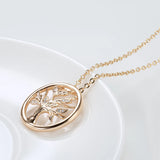 Golden Hollow Tree Zircon Pendant Necklace for Women Wedding Party