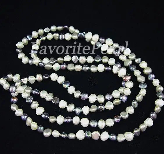 Grey Freshwater Pearl Necklace 48" 7-8mm AA