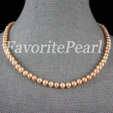 Peach Freshwater Pearl Necklace AA 5-6mm Classic Women Girl Party Gift Jewelry