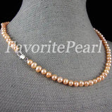 Peach Freshwater Pearl Necklace AA 5-6mm Classic Women Girl Party Gift Jewelry