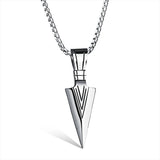 Long Necklace with Arrow Pendant Stainless Steel Defense Tool