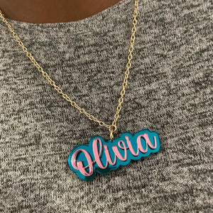 Personalised Acrylic Name Necklace - Laser Cut Monogram Gift