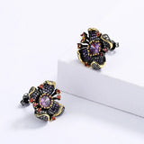 Flower Earrings Sunflower Purple Zircon Wedding Party Jewelry Gift