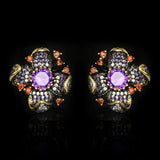 Flower Earrings Sunflower Purple Zircon Wedding Party Jewelry Gift
