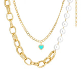 Personality Love Chain Double Layer Pearl Necklace