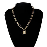 Geometric Padlock-shaped Temperament Necklace Womens Gothic Jewelry