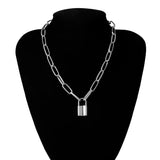 Geometric Padlock-shaped Temperament Necklace Womens Gothic Jewelry