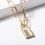 Geometric Padlock-shaped Temperament Necklace Womens Gothic Jewelry