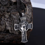 Christian Pendant Necklace for Men Crown of Thorns Jesus Cross Pendant