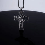 Christian Pendant Necklace for Men Crown of Thorns Jesus Cross Pendant
