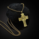 Christian Pendant Necklace for Men Crown of Thorns Jesus Cross Pendant