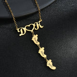 Baby Name Engrave Foot Shape Nameplate Jewelry