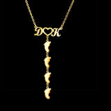Baby Name Engrave Foot Shape Nameplate Jewelry