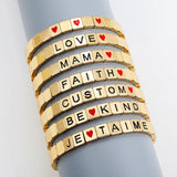 Personalized Customized Women's Name Bracelet Metal Square Bead Letter Jewelry
