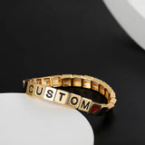 Personalized Customized Women's Name Bracelet Metal Square Bead Letter Jewelry