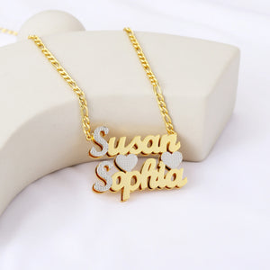 18K Double Diamond Name Plate Necklace Choker