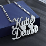 Personalized Name Plate Necklace 18K Plated Double Diamond Choker Pendant