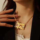 18K Double Diamond Name Plate Necklace Choker