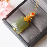Personalized Hetian Gray Jade S925 Sterling Silver Pendant