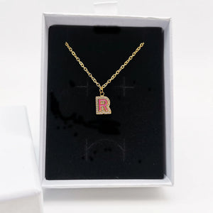 Personalized Colorful Enamel Bubble Necklace with Diamond Letter