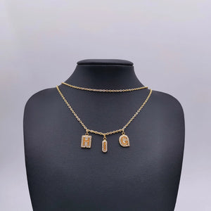 Personalized Colorful Enamel Bubble Necklace with Diamond Letter