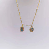 Personalized Colorful Enamel Bubble Necklace with Diamond Letter