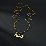 Personalized Thick Chain Crown Name Pendant Necklace