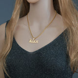 Personalized Thick Chain Crown Name Pendant Necklace