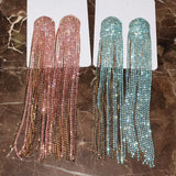 Pink Rhinestone Tassel Dangle Earrings - Women's Statement Jewelry