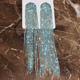 Pink Rhinestone Tassel Dangle Earrings - Women's Statement Jewelry