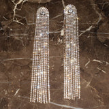 Pink Rhinestone Tassel Dangle Earrings - Women's Statement Jewelry