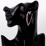 Pink Crystal Heart Hoop Earrings Exaggerated Statement Jewelry