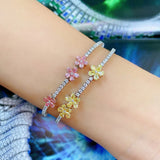 Pink Gold Tourmaline Bracelet, Female Five-leaf Grass Bracelet