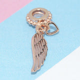 Pink Love Heart Clip Zirconia Beads Rose Charm for Bracelet DIY Jewelry