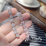 Pink Love High Zircon Bracelet Brilliant Faceted Jewelry Gift