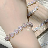 Pink Love High Zircon Bracelet Brilliant Faceted Jewelry Gift