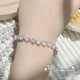 Pink Love High Zircon Bracelet Brilliant Faceted Jewelry Gift